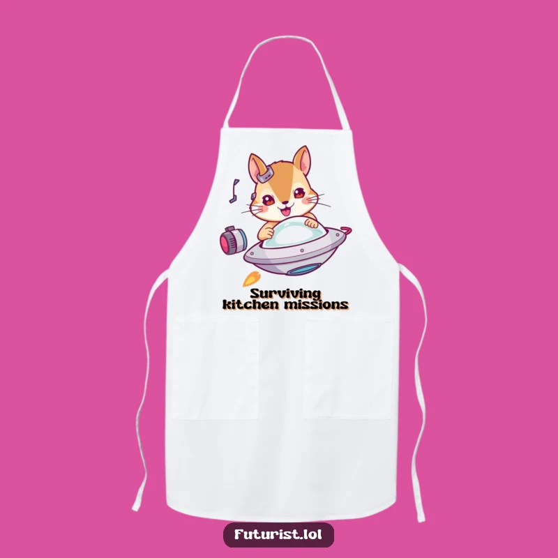 Funny Squirrel UFO Apron: Pilot Your Kitchen with Sci-Fi Humor