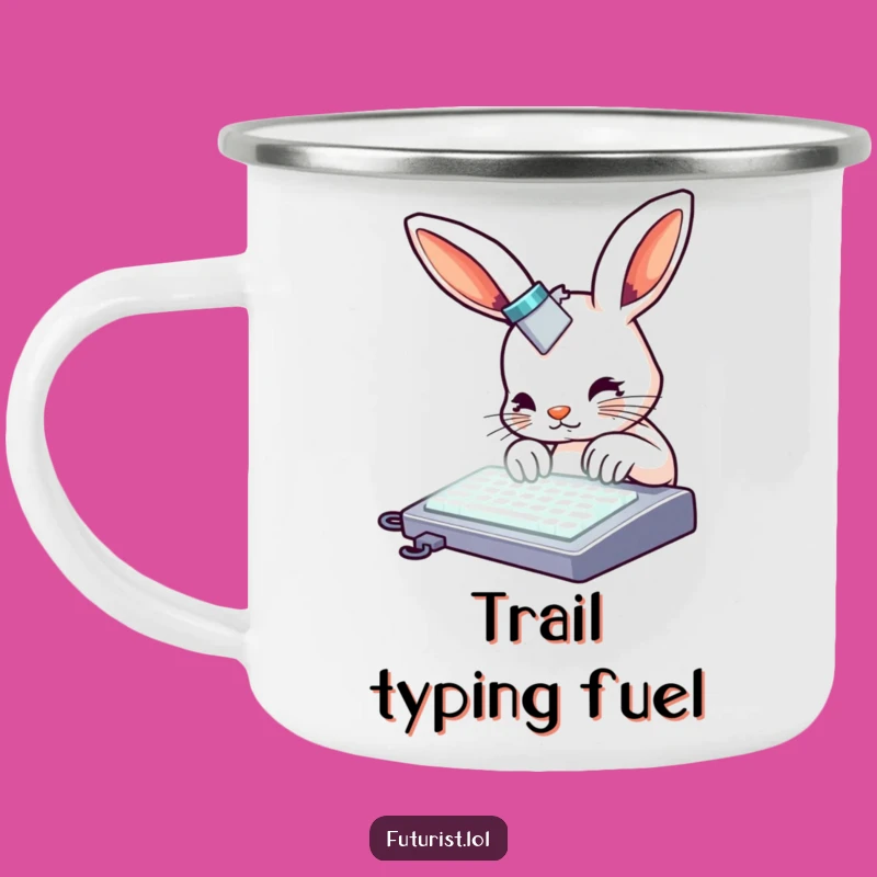 Funny Rabbit Keyboard Camping Mug: Typing Humor for Your Adventures