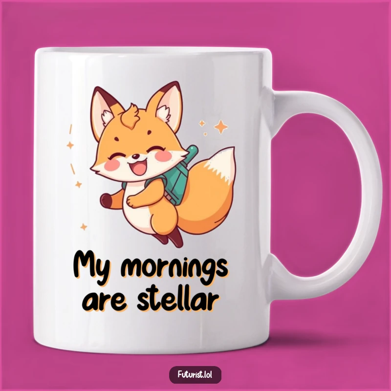 Funny Fox Cub Jetpack Mug: Adorable & Cosmic Humor for Space Adventure Lovers