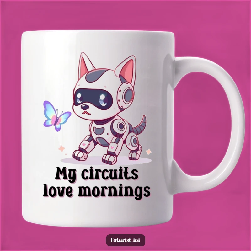 Funny Robot Dog Butterfly Mug: Hilarious Tech Gift for Dog Lovers