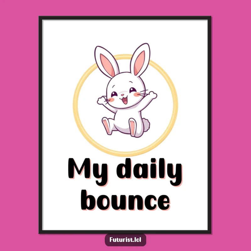 Funny Rabbit Acrobat Digital Art: Playful Leap Through Light Hoops
