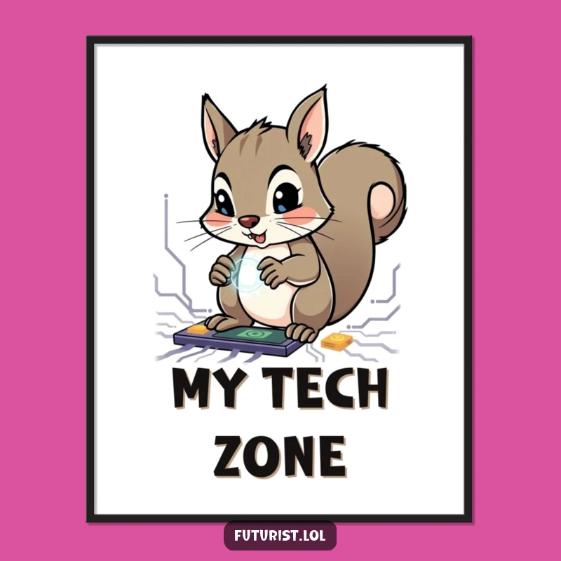 Funny Squirrel Genius Digital Art: Determined Character Mastering Circuits