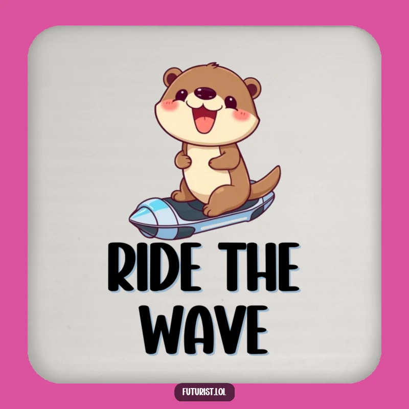 Funny Otter Hoverboard Drink Coaster: Protect Surfaces with Futuristic Fun