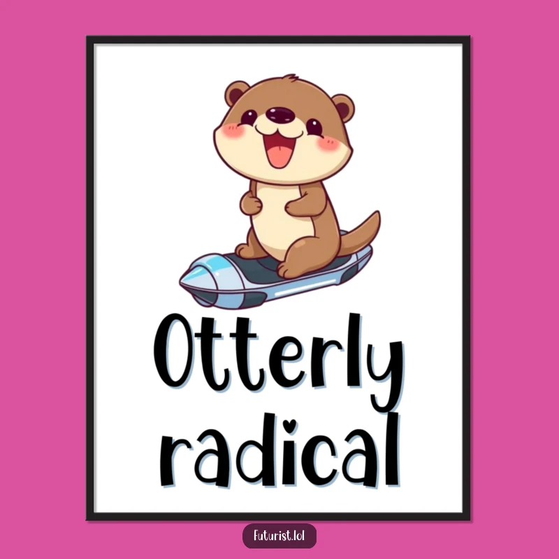 Funny Otter Hoverboard Poster: Joyful Wall Art for Future Fun Lovers