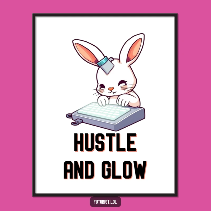 Funny Rabbit Keyboard Poster: Humorous Wall Art for Your Workspace