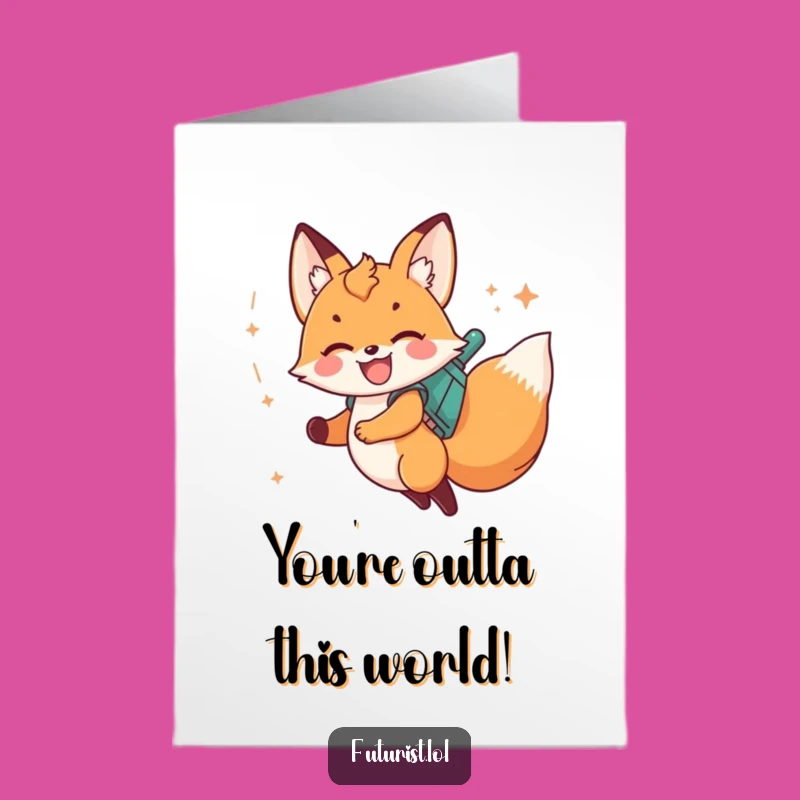 Free Printable Fox Jetpack Congrats Card: Funny Downloadable Gift for Stellar Achievements