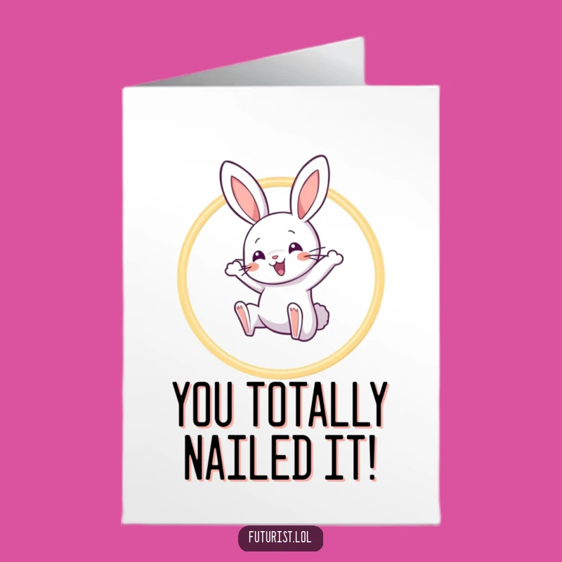 Free Printable Congrats Card: Rabbit's Light Hoop Jump Downloadable for Success
