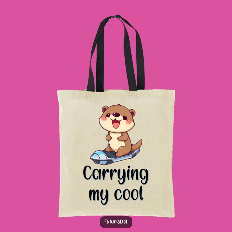 Funny Otter Hoverboard Tote Bag: Carry Your Fun with Futuristic Flair